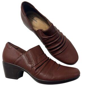 Clarks Brown Leather Heeled Shoes